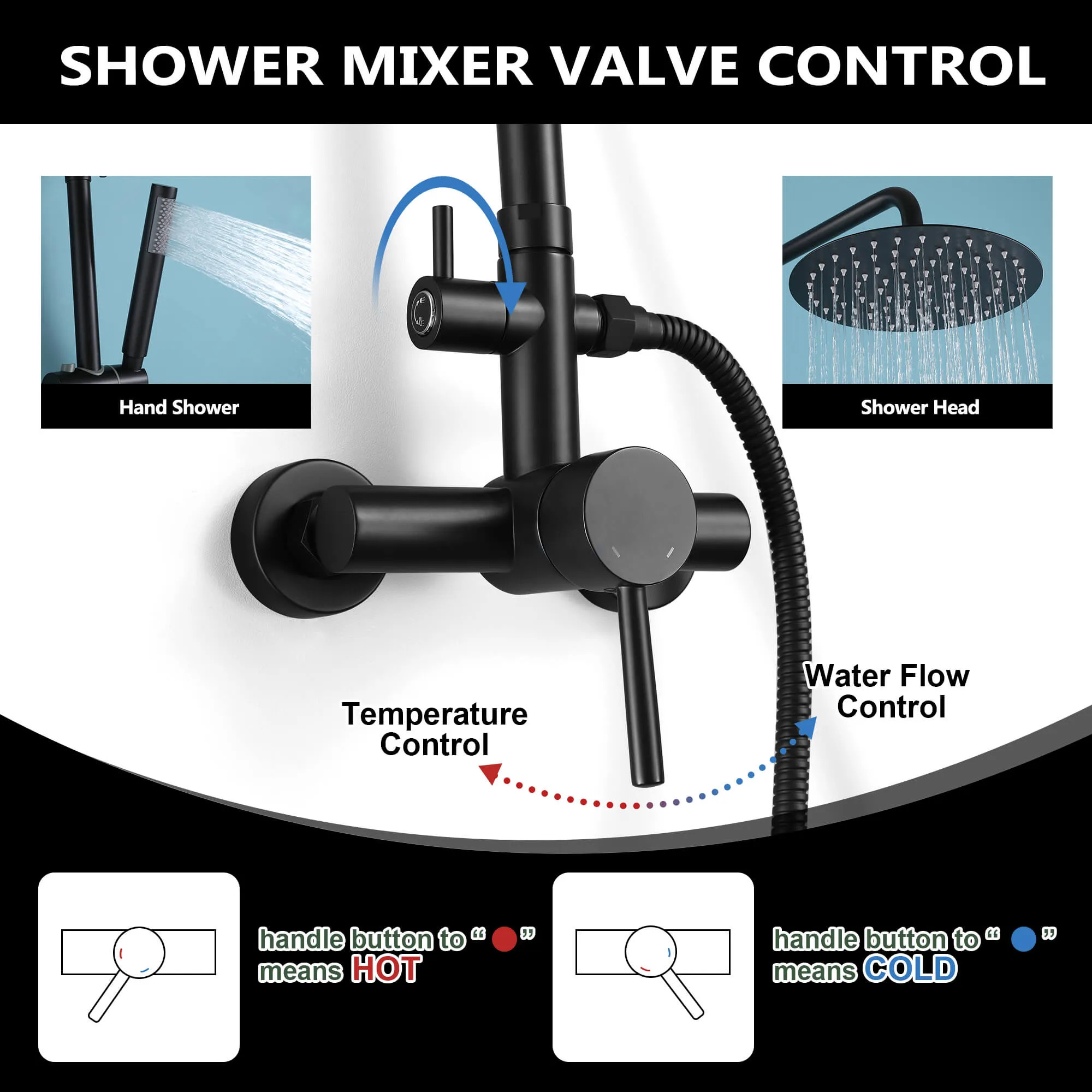 Outdoor Shower Fixture with SUS 304 Stainless Steel 10 Inch Rainfall Shower Head and Adjustable Slide Bar JK0145