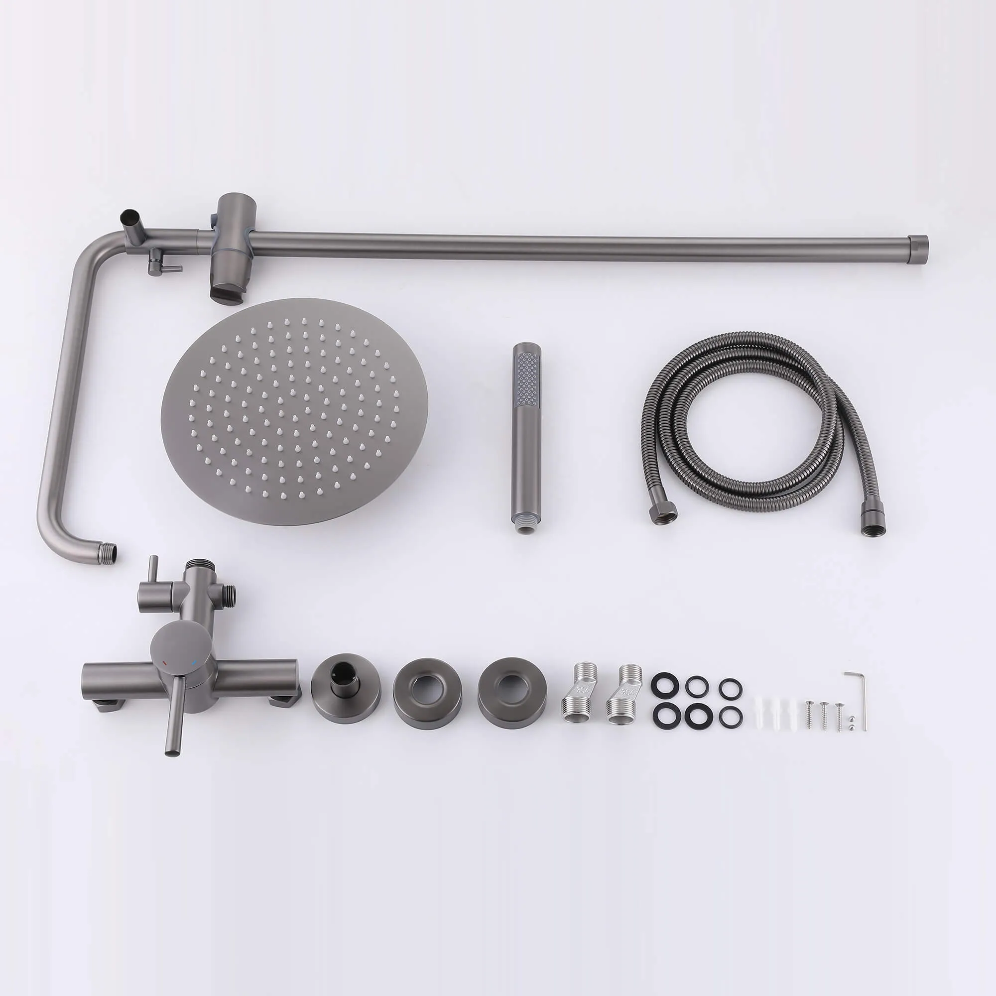 Outdoor Shower Fixture with SUS 304 Stainless Steel 10 Inch Rainfall Shower Head and Adjustable Slide Bar JK0145