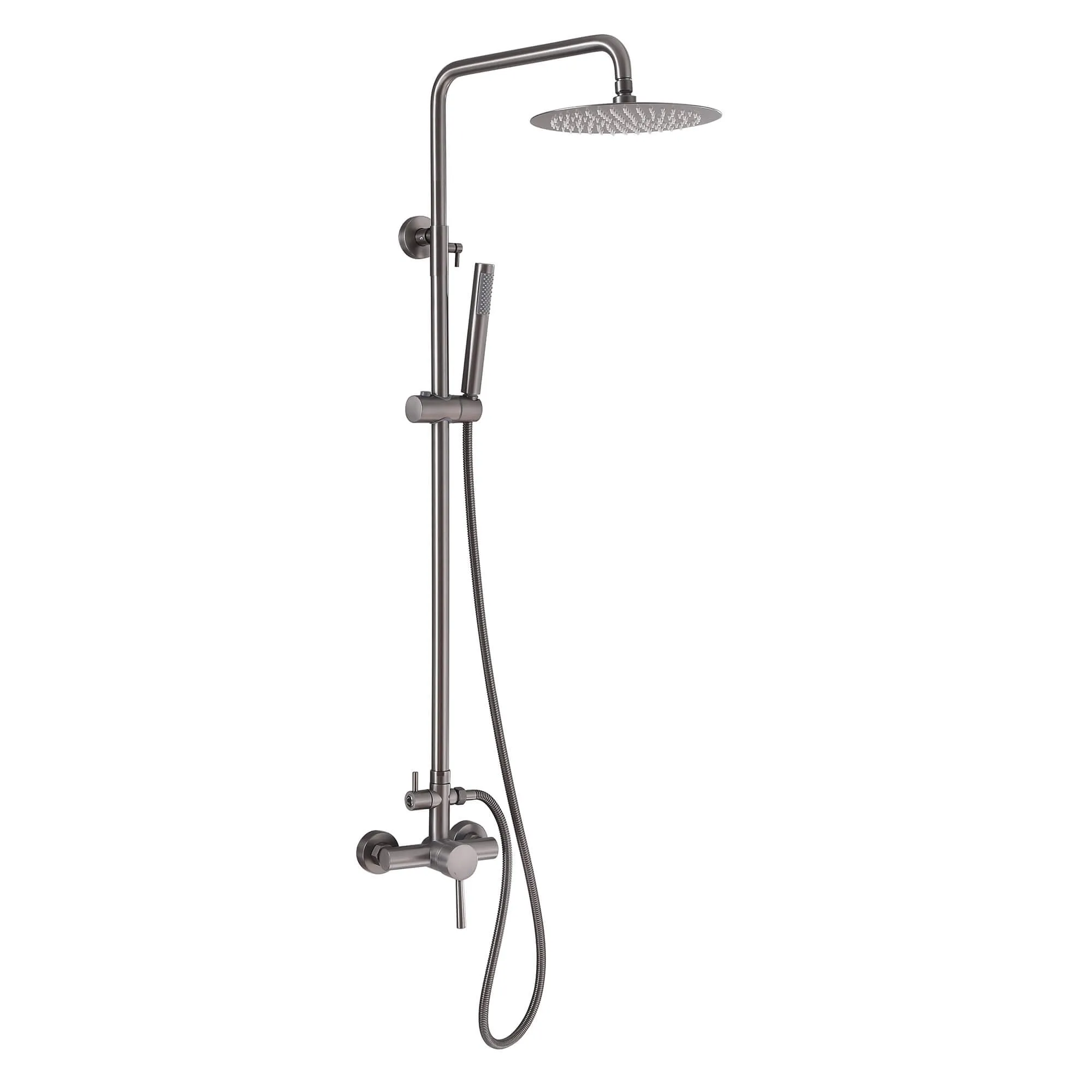 Outdoor Shower Fixture with SUS 304 Stainless Steel 10 Inch Rainfall Shower Head and Adjustable Slide Bar JK0145