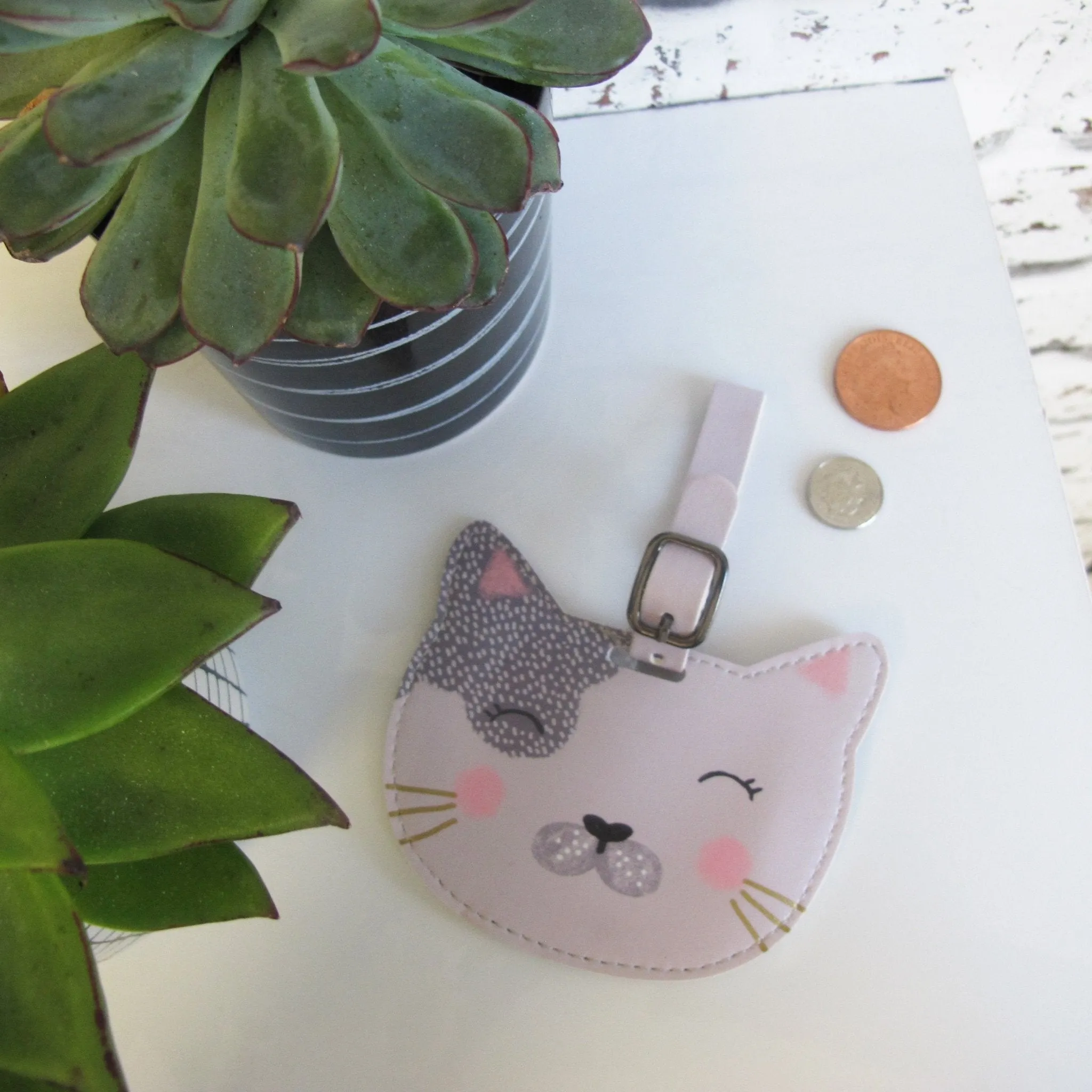 Over The Moon Cat Luggage Tag