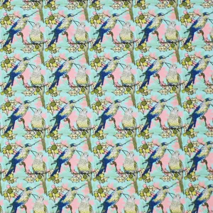 Parakeets on Branches Printed Spandex | Blue Moon Fabrics