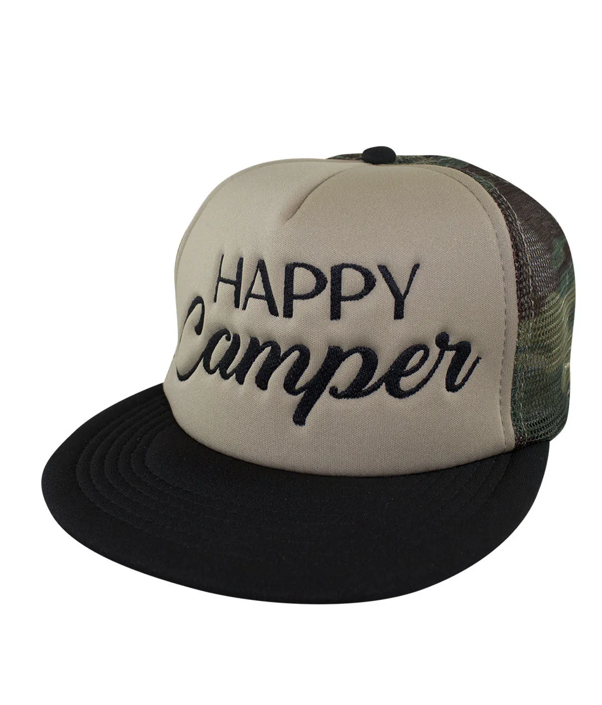 "Happy Camper" Camo Foam Trucker Hat