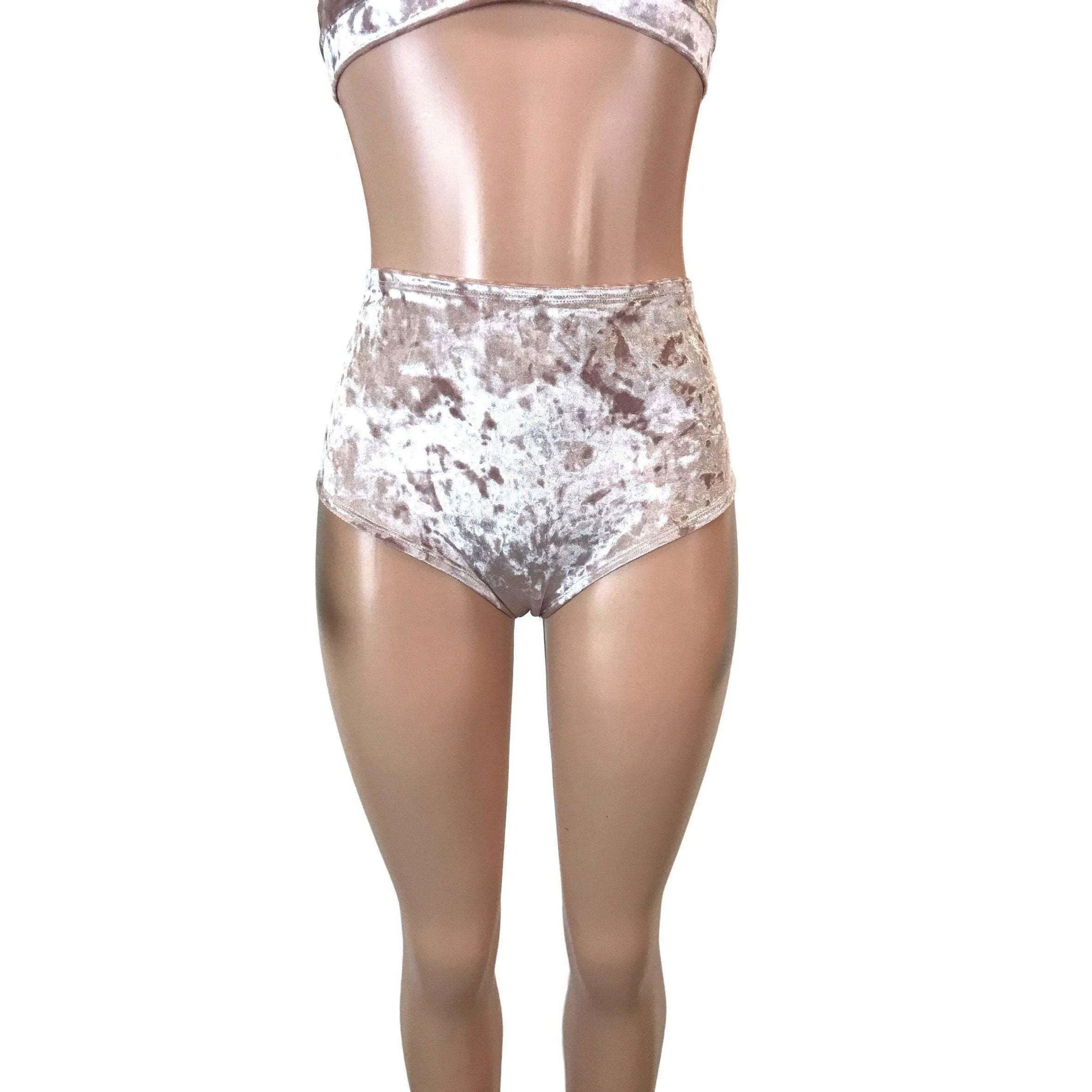 SALE - Ready to Ship MEDIUM - High Waist Hot Pants - Dusty Pink Crushed Velvet