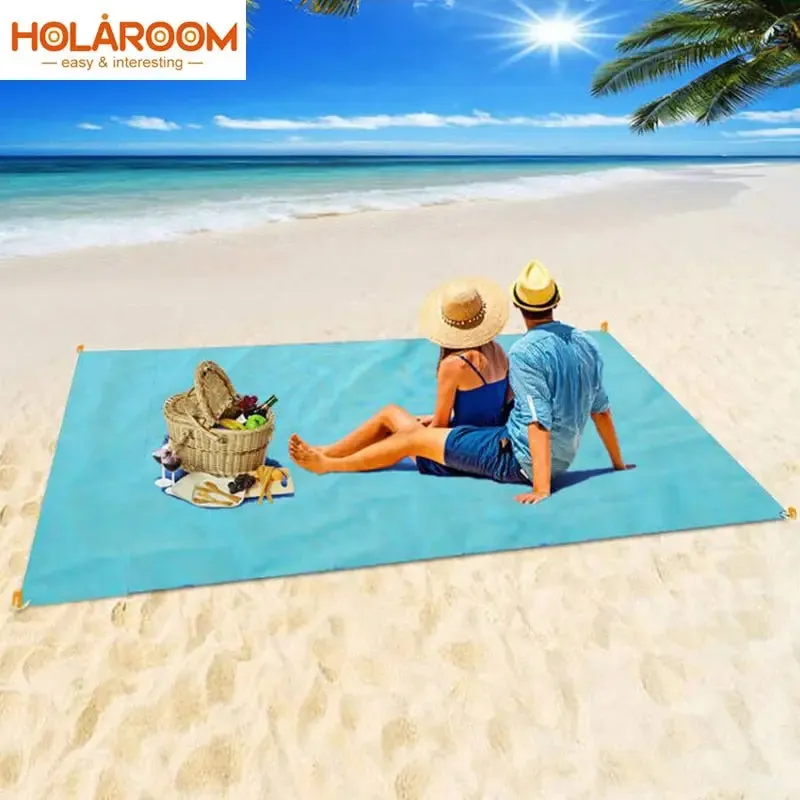 Sand-Free Extra Large Beach Towel - Anti-Slip Sand Mat - Blue Polyester Outdoor Towel for Beach