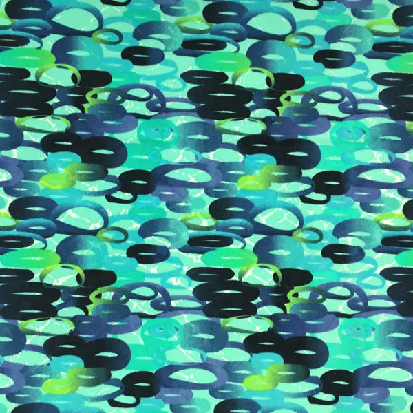 Scribbled Circles Printed Spandex | Blue Moon Fabrics