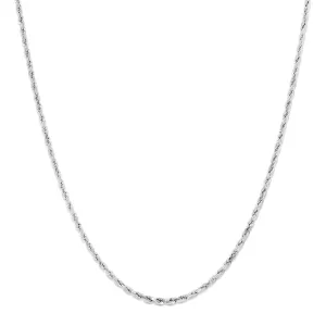 Solid White Gold Rope Diamond Cut Chain