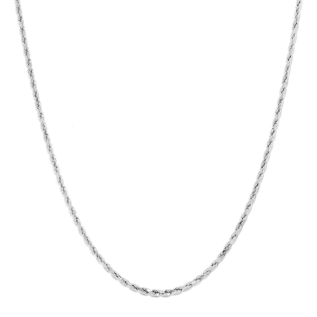 Solid White Gold Rope Diamond Cut Chain