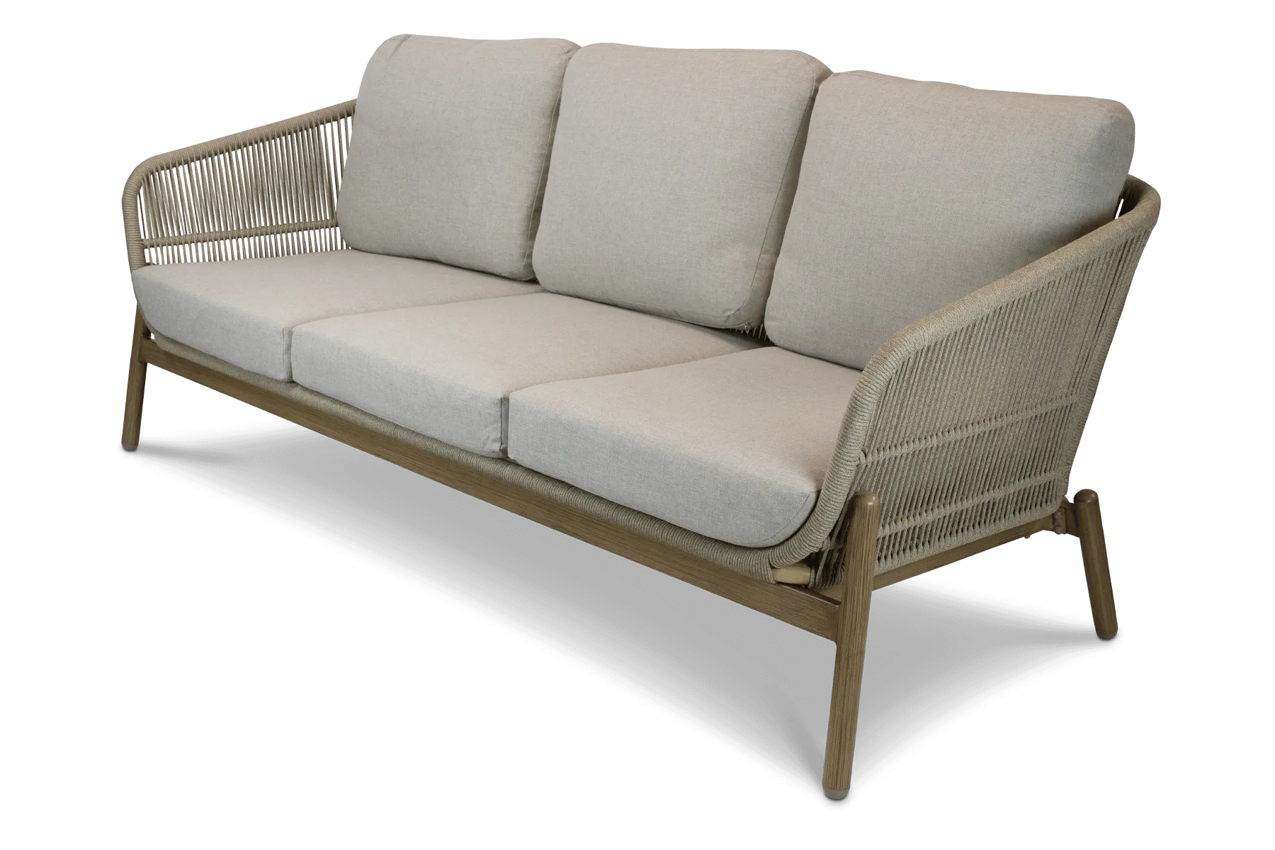 Tahiti 3 Seater with Eco Olefin Rope, Sahara Sand Spunpoly Cushions and Aluminium Frame