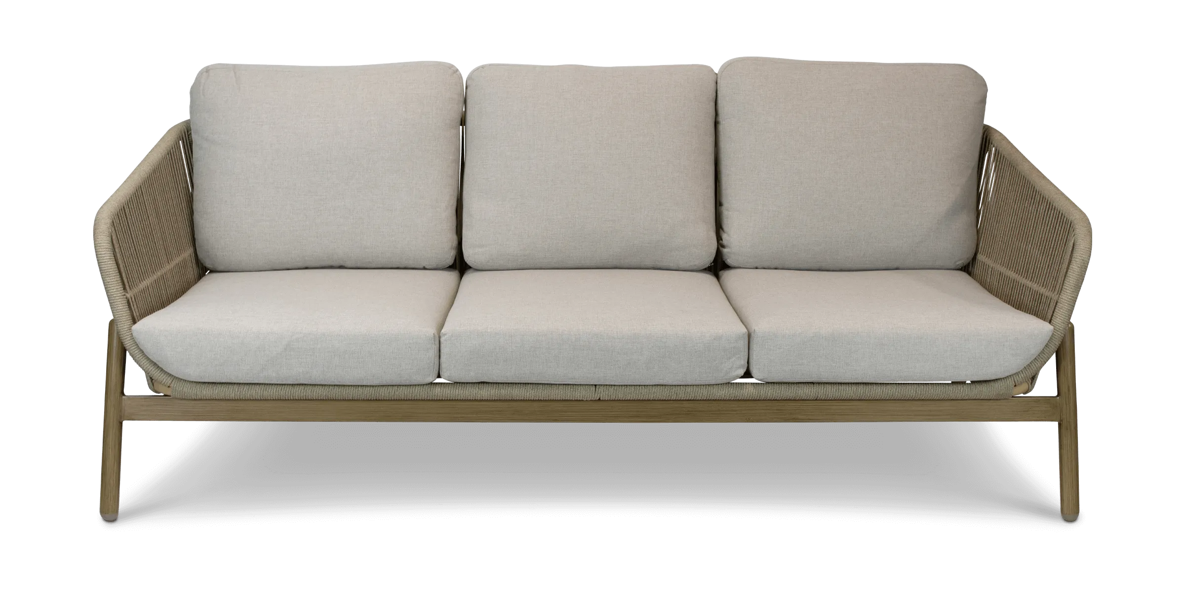 Tahiti 3 Seater with Eco Olefin Rope, Sahara Sand Spunpoly Cushions and Aluminium Frame