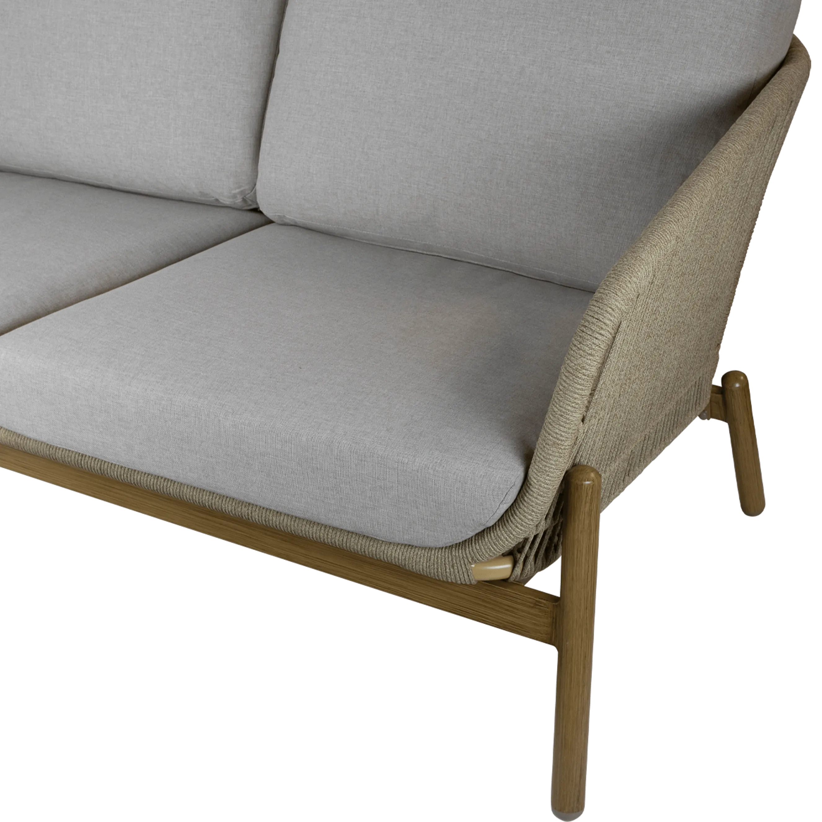 Tahiti 3 Seater with Eco Olefin Rope, Sahara Sand Spunpoly Cushions and Aluminium Frame