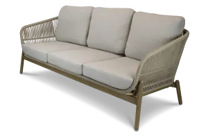 Tahiti 3 Seater with Eco Olefin Rope, Sahara Sand Spunpoly Cushions and Aluminium Frame