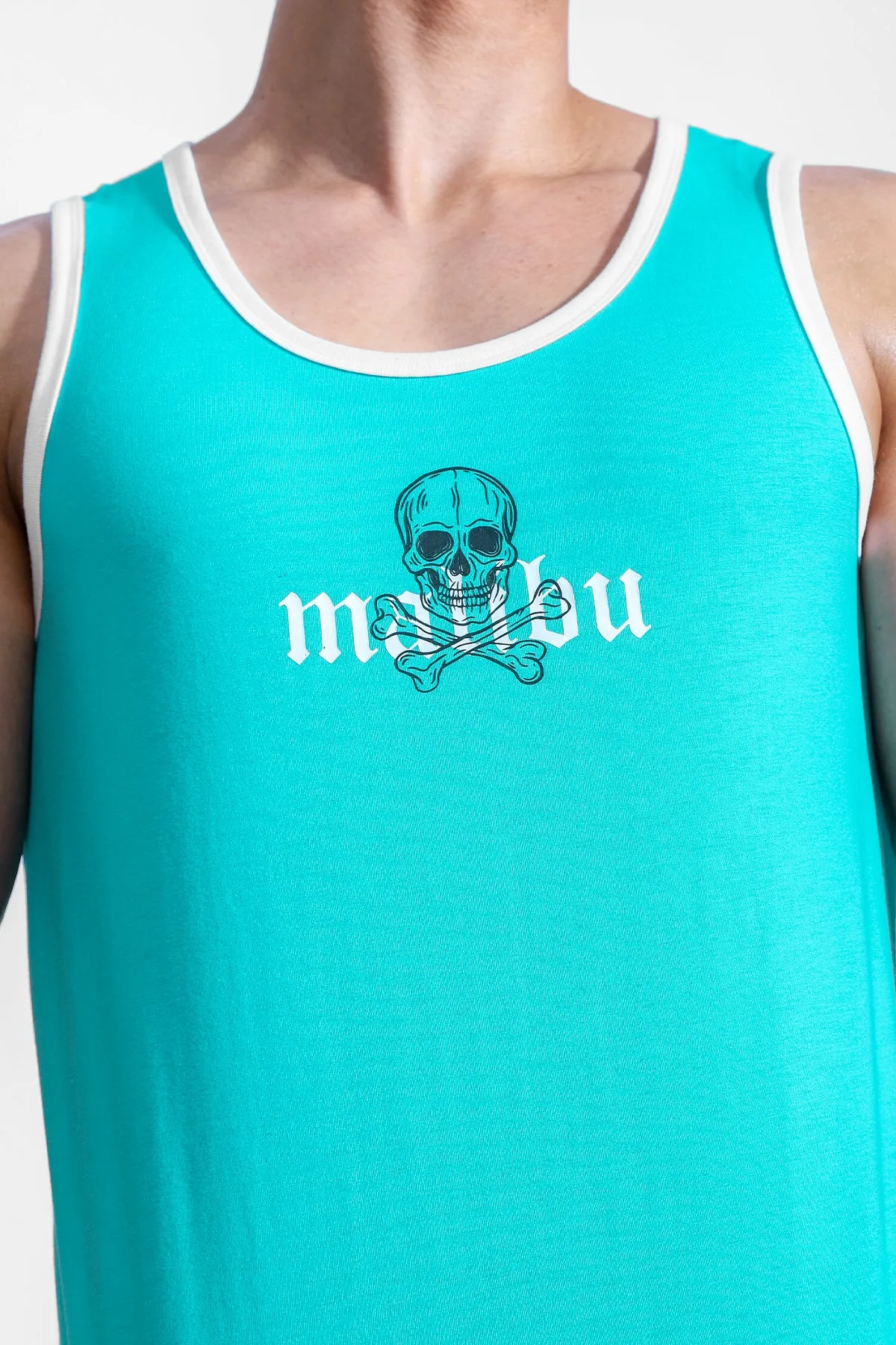 Take Me Away Tank Top w/ Skull Design - Ocean Blue