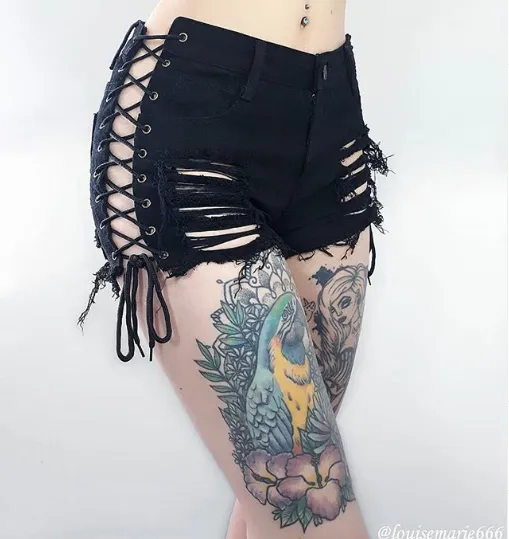 'Torn Apart' Black Gothic Lace up Shorts