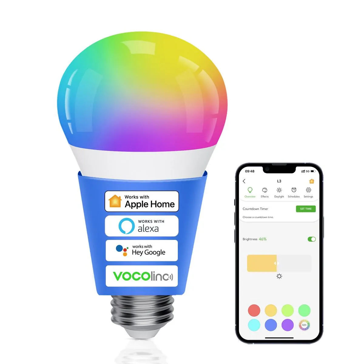 VOCOlinc SmartGlow WiFi RGBW Ambiance LED Light Bulbs – L3-2 Packs