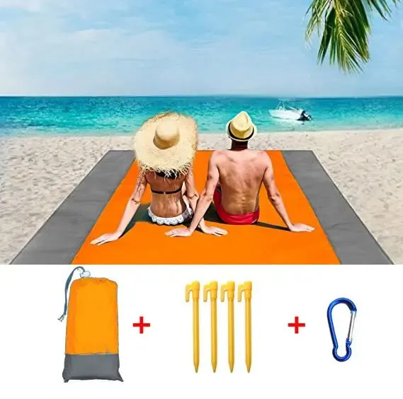 Waterproof Pocket Beach Mat Blanket - Portable and Lightweight Folding Camping Mattress - Outdoor Picnic Mat and Sand Beach Towel - 2x2.1m