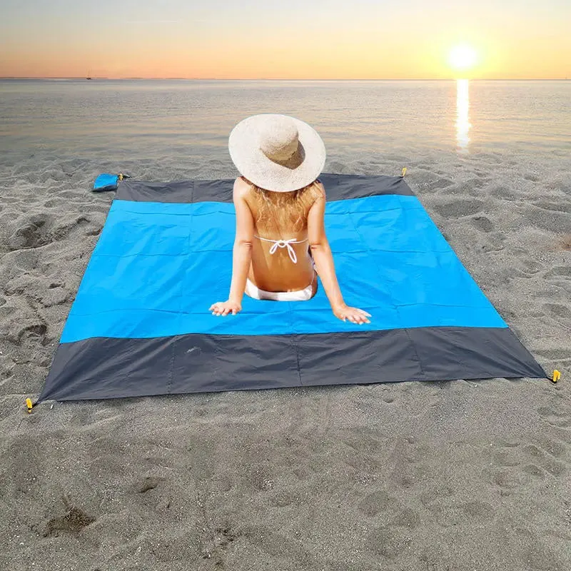 Waterproof Pocket Beach Mat Blanket - Portable and Lightweight Folding Camping Mattress - Outdoor Picnic Mat and Sand Beach Towel - 2x2.1m