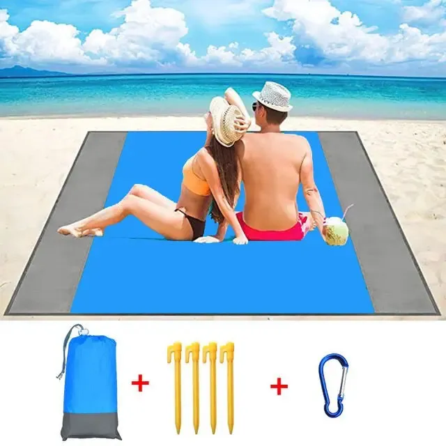 Waterproof Pocket Beach Mat Blanket - Portable and Lightweight Folding Camping Mattress - Outdoor Picnic Mat and Sand Beach Towel - 2x2.1m