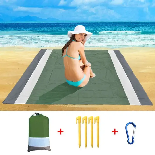 Waterproof Pocket Beach Mat Blanket - Portable and Lightweight Folding Camping Mattress - Outdoor Picnic Mat and Sand Beach Towel - 2x2.1m