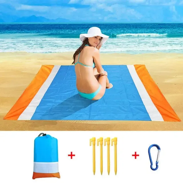 Waterproof Pocket Beach Mat Blanket - Portable and Lightweight Folding Camping Mattress - Outdoor Picnic Mat and Sand Beach Towel - 2x2.1m