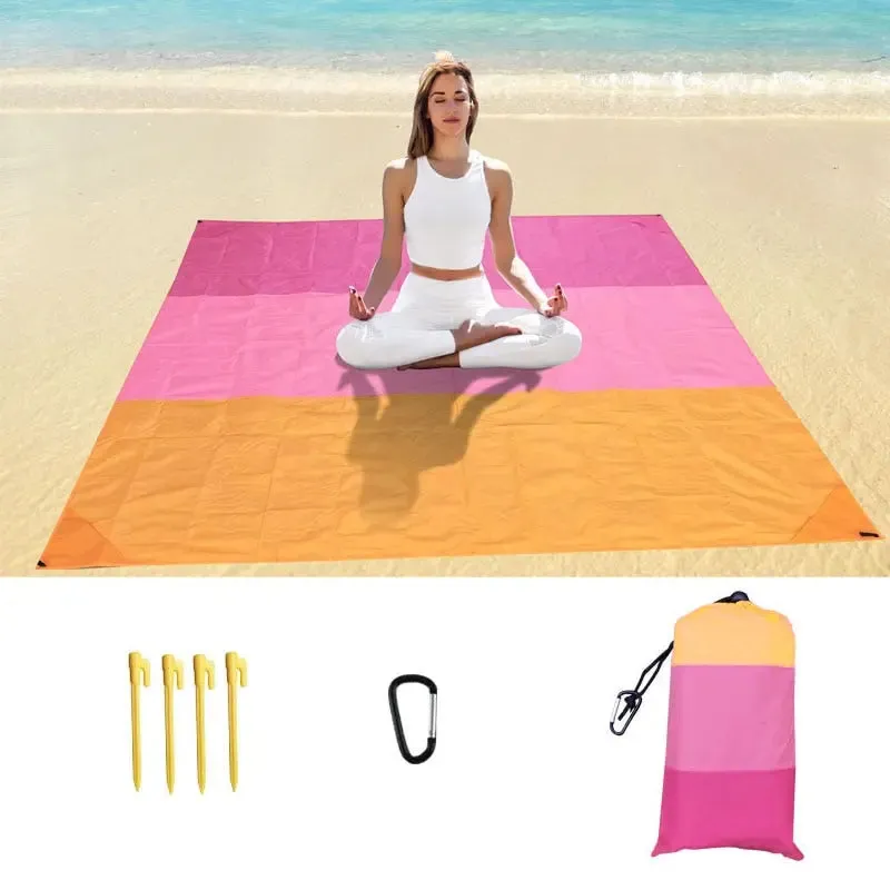 Waterproof Pocket Beach Mat Blanket - Portable and Lightweight Folding Camping Mattress - Outdoor Picnic Mat and Sand Beach Towel - 2x2.1m