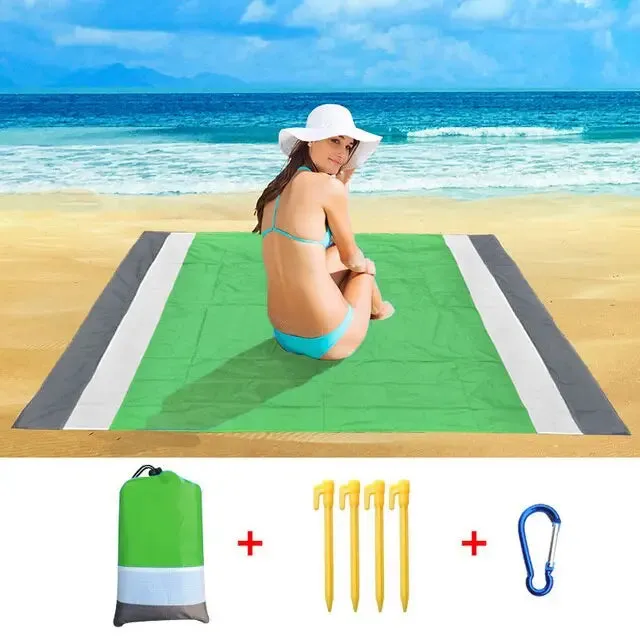 Waterproof Pocket Beach Mat Blanket - Portable and Lightweight Folding Camping Mattress - Outdoor Picnic Mat and Sand Beach Towel - 2x2.1m