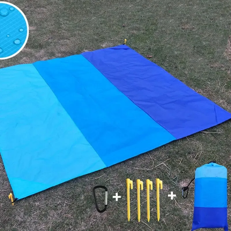 Waterproof Pocket Beach Mat Blanket - Portable and Lightweight Folding Camping Mattress - Outdoor Picnic Mat and Sand Beach Towel - 2x2.1m