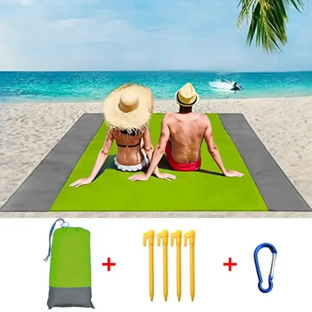 Waterproof Pocket Beach Mat Blanket - Portable and Lightweight Folding Camping Mattress - Outdoor Picnic Mat and Sand Beach Towel - 2x2.1m