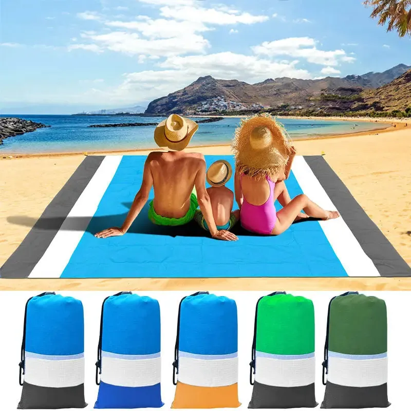 Waterproof Pocket Beach Mat Blanket - Portable and Lightweight Folding Camping Mattress - Outdoor Picnic Mat and Sand Beach Towel - 2x2.1m