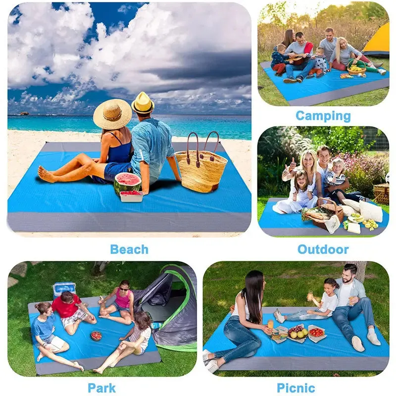 Waterproof Pocket Beach Mat Blanket - Portable and Lightweight Folding Camping Mattress - Outdoor Picnic Mat and Sand Beach Towel - 2x2.1m